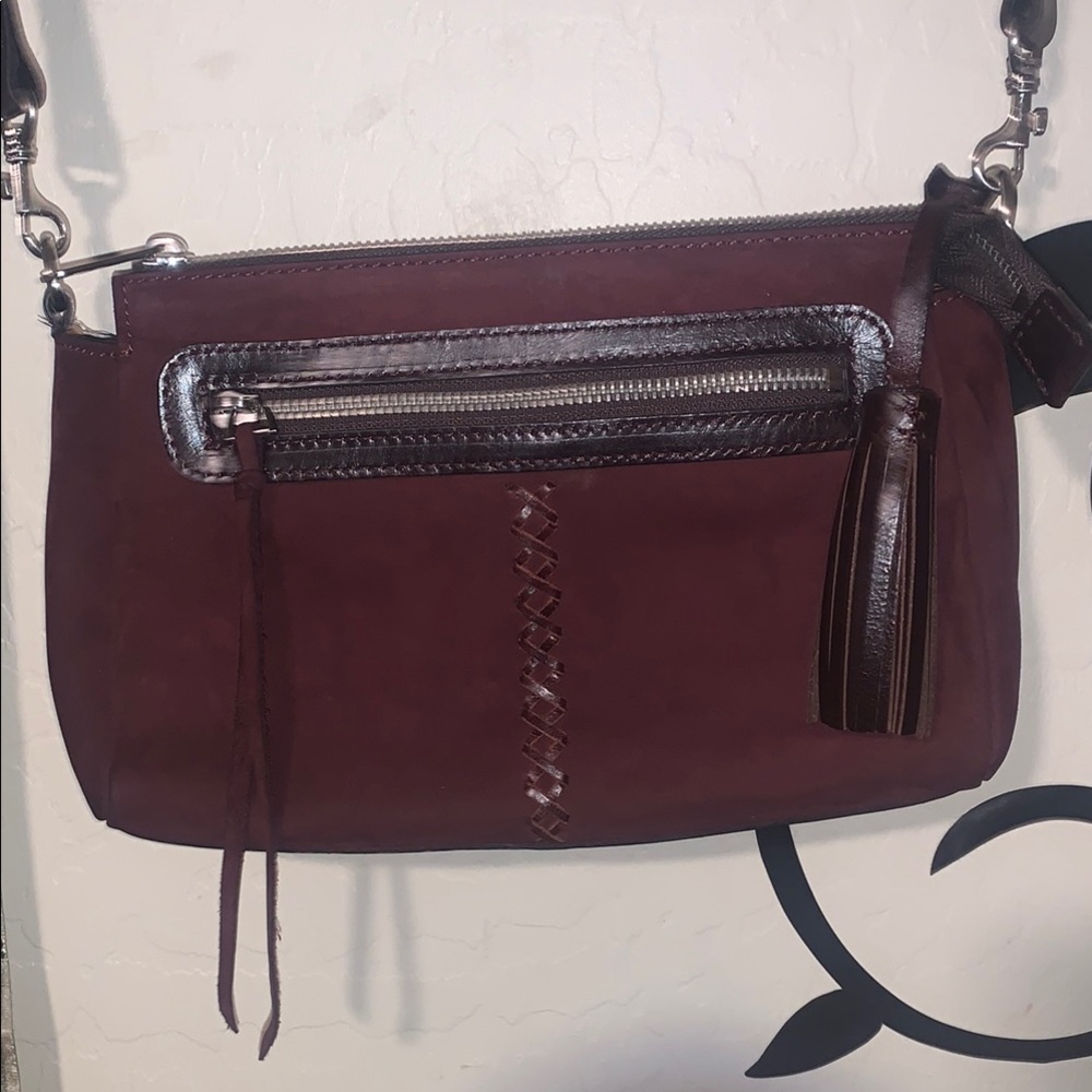 Patricia Nash Elegant Burgundy Leather Shoulder Bag